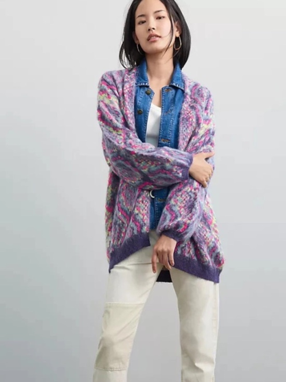 Anthropologie Maeve Peggy Python Cardigan sweater multicolor purple green pink
